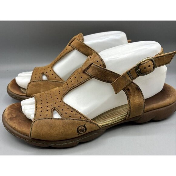BORN Women’s Sandals Sz 9 Brown Leather Slingback Comfort Casual Summer - Picture 1 of 5